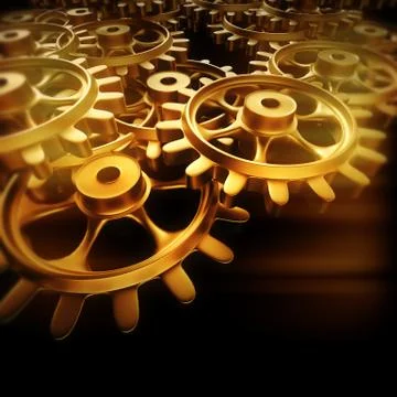 Gold gears and cogs macro Stockillustratie