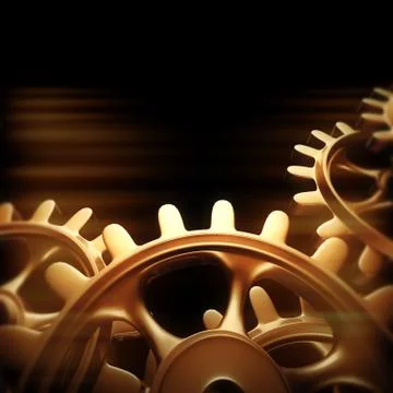 Gold gears and cogs macro Stock Illustration