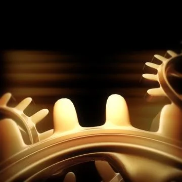 Gold gears and cogs macro Stock Illustration