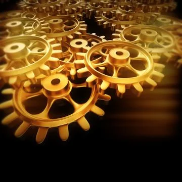 Gold gears and cogs macro Stockillustratie