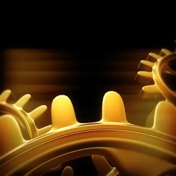 Gold gears and cogs macro Stock Illustration