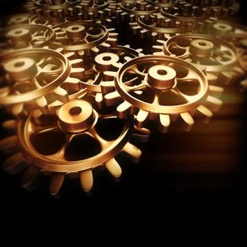 Gold gears and cogs macro Stockillustratie