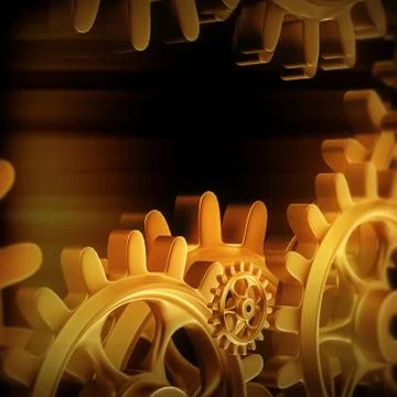 Gold gears and cogs macro Stockillustratie