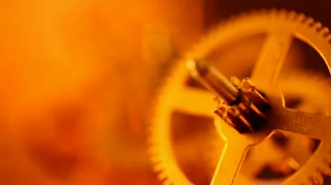 Gold gears old clockwork Stock Footage 788571