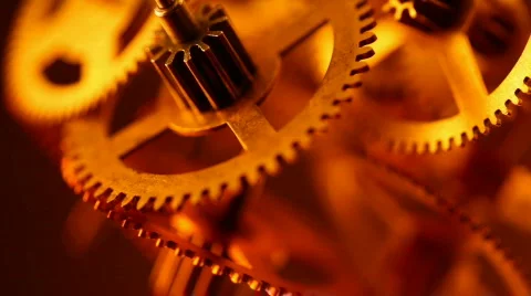 Gold gears old clockwork Stock Footage 808623