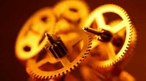 Gold gears old clockwork Stock Footage 808631