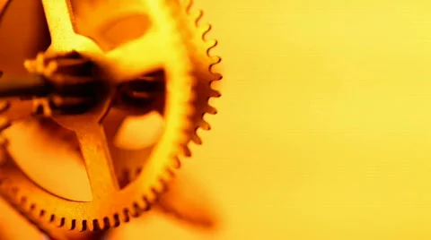 Gold gears old clockwork Stock Footage 808663