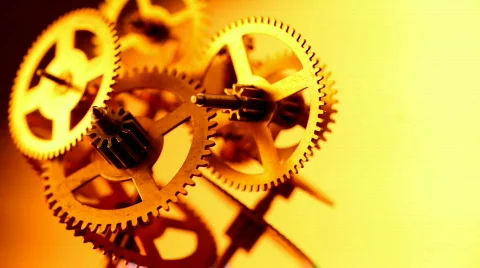 Gold gears old clockwork Stock Footage 808669