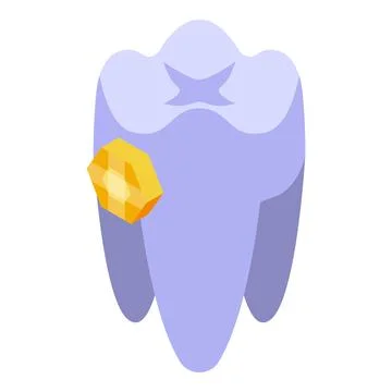 Gold gem tooth icon isometric vector. Oral brush Stock Illustration