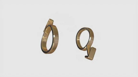 Gold gender symbols, loop animation 3D Stock Footage 180478614