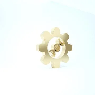 Gold Genetic engineering icon isolated on white background. DNA analysis, gen Illustrazione stock