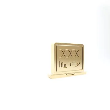 Gold Genetic engineering modification on laptop icon isolated on white backgr Illustrazione stock