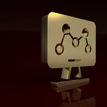 Gold Genetic engineering modification on laptop icon isolated on brown 스톡 일러스트