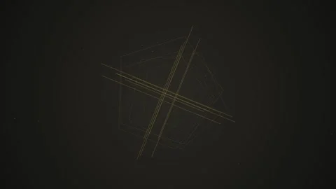 Gold Geometric Abstract Lines Rotating on Dark Background Motion Graphic Stock Footage 340348526