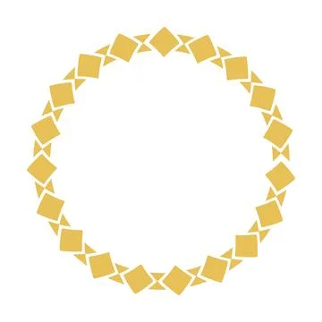 Gold Geometric Circular Frame with Diamond Pattern and Ornate Border Stock Illustration