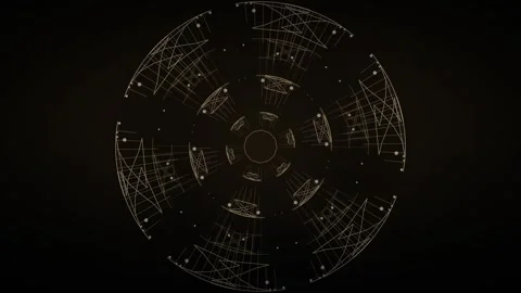 Gold Geometric Kaleidoscope Loop - Rotating Portal Tunnel Backdrop Stock-Footage 341955756
