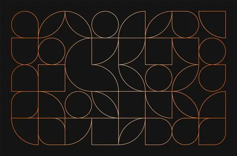 Gold geometric line pattern. Abstract circle square shapes, luxury art deco Stock Illustration