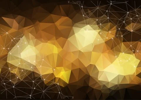 Gold Geometric Low Poly Vector Background. Shiny Metallic Faceted Pattern. Go Stock Illustration