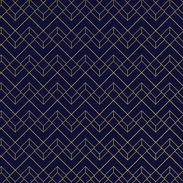 Gold geometric pattern with lines on dark blue background art deco style Stock Illustration