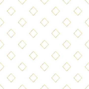 Gold geometric seamless pattern with diamonds on white background Stock Illustration
