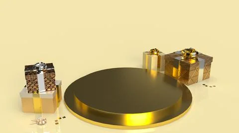 Gold geometry podium shape for display product and gift box for present conce Stock Illustration