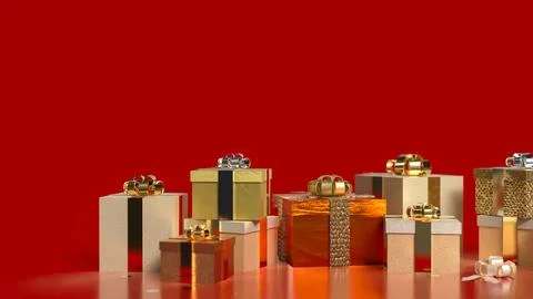 The Gold gift box for celebration or marketing concept 3d Rendering. Stock Illustration