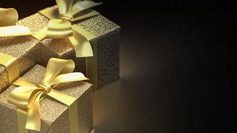 The Gold Gift box  for celebration or Holiday concept 3d Rendering. Stock Illustration