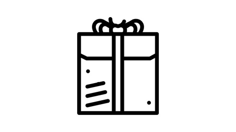 Gold gift box line icon animation Stock Footage 326766134