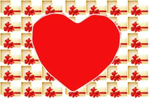 Gold gift box pattern and heart Stock Illustration