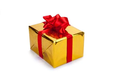 Gold gift box Stock Photos