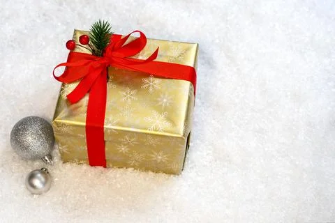 Gold gift box Stock Photos