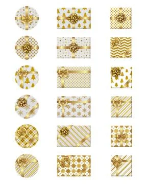 Gold gift boxes top Stock Illustration