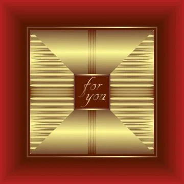 Gold gift envelope. Element for gift cards, invitations, greetings. Ilustración de archivo