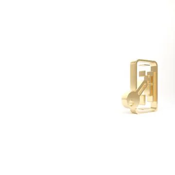 Gold Glass screen protector for smartphone icon isolated on white background. Stock Illustration
