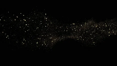 Gold glitter and particles in motion. Christmas gold glitters. Bokeh. 3D glowing Video stock 145344882