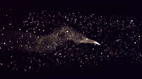 Gold glitter and particles in motion. Christmas gold glitters. Bokeh. 3D glowing Stock Footage 150151795