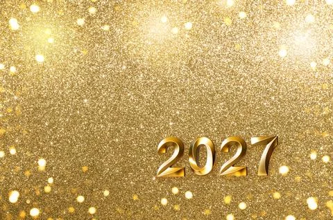 Gold glitter background with 2027 numbers for New Year celebration and festive Illustration