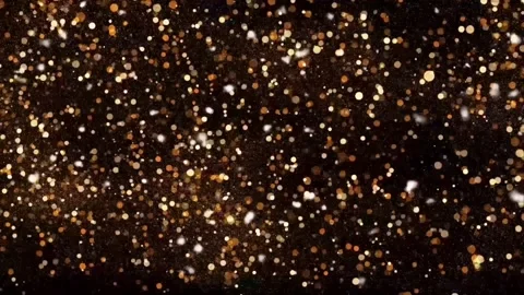 Gold Glitter Bokeh Particles Falling on Black Background Loop Vidéo 274455056