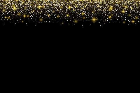 Gold glitter border with sparkles. Vector illustration Stock Illustration