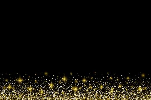 Gold glitter border with sparkles. Vector illustration Stock Illustration