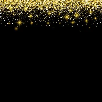 Gold glitter border with sparkles. Vector illustration. Stock Illustration