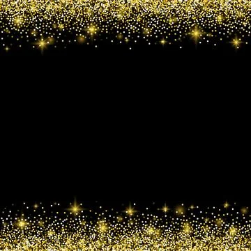 Gold glitter borders with sparkles. Vector illustration. Stock Illustration