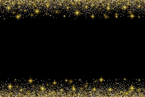 Gold glitter borders with sparkles. Vector illustration. Stock Illustration