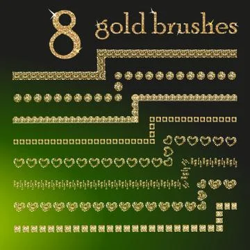 Gold glitter brushes. Stock Illustration