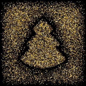 Gold glitter Christmas tree Stock Illustration