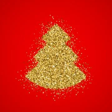 Gold glitter Christmas tree Stock Illustration