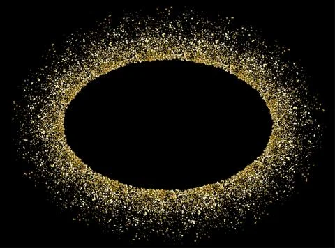 Gold glitter circle frame with copy space. Holiday vector background template Stock Illustration