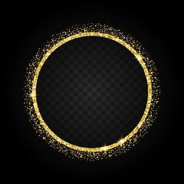 Gold glitter circle frame with star light vector Stock Illustration