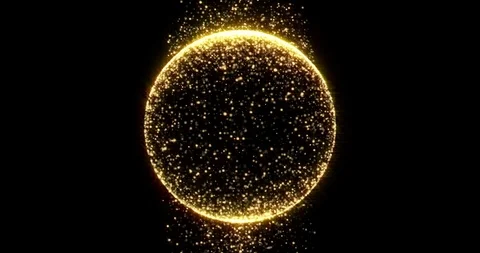 Gold glitter circle with glittering light shine sparkles frame on black Stock Footage 127265068