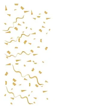 Gold glitter confetti flying vector background. Falling shiny golden confetti Stock Illustration
